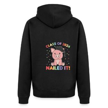 Kids Class of 2024 nailed it Schwein - Unisex Premium Bio Zip Hoodie - Schwarz - Hinten - Nico (187cm)