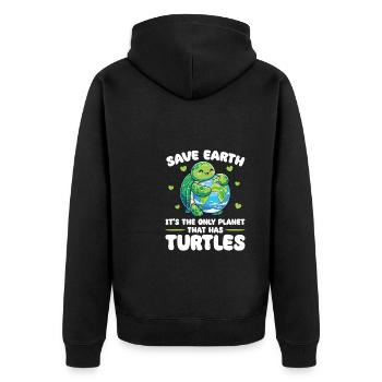 Is the only planet with turtles Earth Day - Unisex Premium Organic Zip Hoodie - black - Back - Nico (187cm)