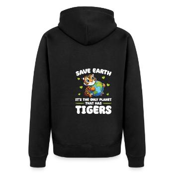 Ist der einzige Planet mit Tigers Earth Day - Unisex Premium Bio Zip Hoodie - Schwarz - Hinten - Nico (187cm)