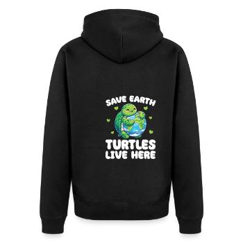 Is the only planet with turtles Earth Day - Unisex Premium Organic Zip Hoodie - black - Back - Nico (187cm)