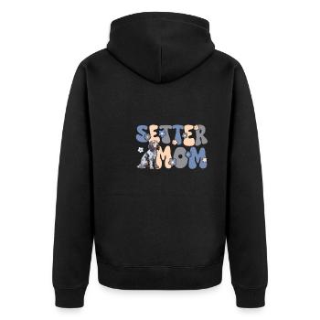 English Blue Setter Groovy Setter Mama - Unisex Premium Organic Zip Hoodie - black - Back - Nico (187cm)