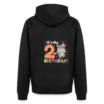 Hippopotame pour les enfants de 2 ans - Veste à capuche bio Premium Unisexe - noir - Dos - Nico (187cm)