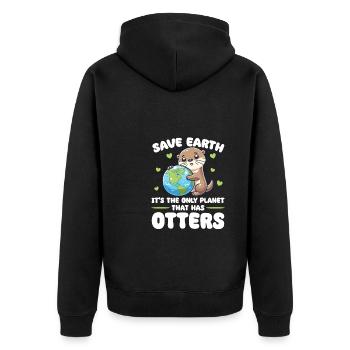 Ist der einzige Planet mit Otters Earth Day - Unisex Premium Bio Zip Hoodie - Schwarz - Hinten - Nico (187cm)