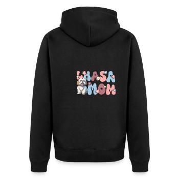 Lhasa Apso Groovy Lhasa Mom - Unisex Premium Bio Zip Hoodie - Schwarz - Hinten - Nico (187cm)