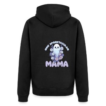 Halloween groovy Mama Geist Hippie Blumen Vintage - Unisex Premium Bio Zip Hoodie - Schwarz - Hinten - Nico (187cm)