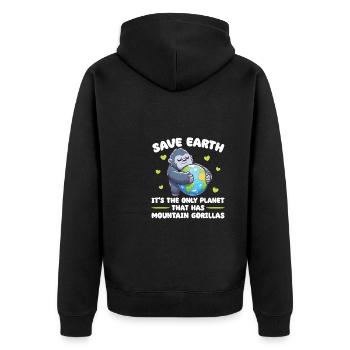 Is the only planet with mountain gorillas Earth Day - Unisex Premium Organic Zip Hoodie - black - Back - Nico (187cm)