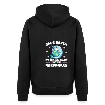 C’est la seule planète avec le jour de la Terre sur le narval - Veste à capuche bio Premium Unisexe - noir - Dos - Nico (187cm)
