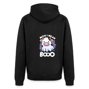 Moo Je veux dire Boo Mignon Kawaii Halloween Vache Fantôme - Veste à capuche bio Premium Unisexe - noir - Dos - Nico (187cm)