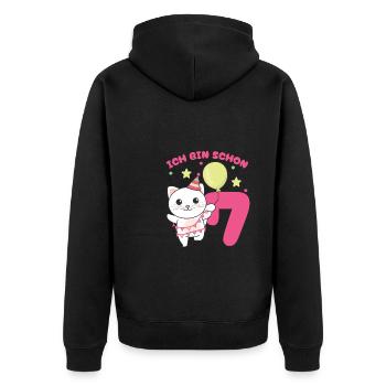 J’ai déjà 7 chats d’anniversaire - Veste à capuche bio Premium Unisexe - noir - Dos - Nico (187cm)