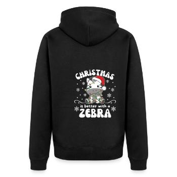 Weihnachten ist besser mit einem Zebra - Unisex Premium Bio Zip Hoodie - Schwarz - Hinten - Nico (187cm)