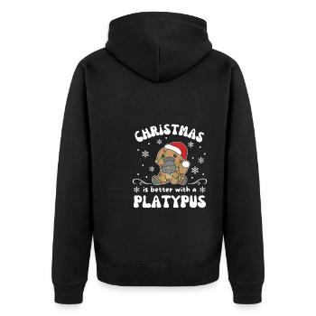 Christmas is better with a platypus - Unisex Premium Organic Zip Hoodie - black - Back - Nico (187cm)