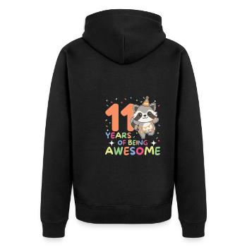 Raton laveur pour ses 11 ans Enfants de onze ans - Veste à capuche bio Premium Unisexe - noir - Dos - Nico (187cm)