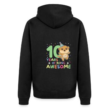 Suricate pour ses 10 ans Enfants dix ans - Veste à capuche bio Premium Unisexe - noir - Dos - Nico (187cm)