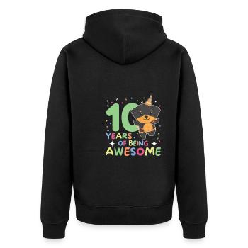 Rottweiler zum 10. Geburtstag Kinder zehn Jahre - Unisex Premium Bio Zip Hoodie - Schwarz - Hinten - Nico (187cm)