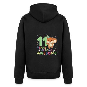 Squirrel for 11th birthday children eleven years - Unisex Premium Organic Zip Hoodie - black - Back - Nico (187cm)