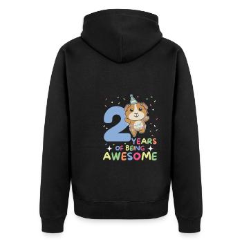 Cochon d’Inde pour 2ème anniversaire enfants deux - Veste à capuche bio Premium Unisexe - noir - Dos - Nico (187cm)