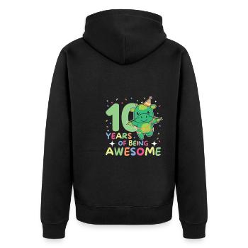 Drache zum 10. Geburtstag Kinder zehn Jahre alt - Unisex Premium Bio Zip Hoodie - Schwarz - Hinten - Nico (187cm)