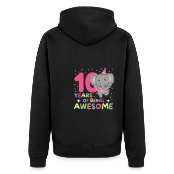 Éléphant pour les enfants de 10 ans - Veste à capuche bio Premium Unisexe - noir - Dos - Nico (187cm)
