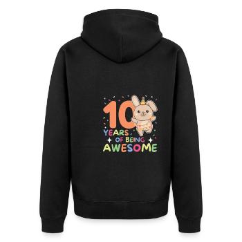 Lapin pour ses 10 ans enfants de dix ans - Veste à capuche bio Premium Unisexe - noir - Dos - Nico (187cm)