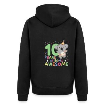 Koala pour ses 10 ans Enfants de dix ans - Veste à capuche bio Premium Unisexe - noir - Dos - Nico (187cm)