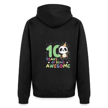 Panda for 10th birthday children ten years old - Unisex Premium Organic Zip Hoodie - black - Back - Nico (187cm)