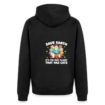 Ist der einzige Planet mit Katzen Earth Day - Unisex Premium Bio Zip Hoodie - Schwarz - Hinten - Nico (187cm)