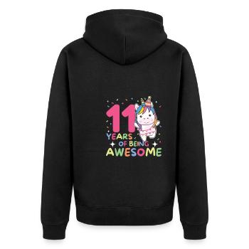 Licorne pour ses 11 ans enfants de onze ans - Veste à capuche bio Premium Unisexe - noir - Dos - Nico (187cm)