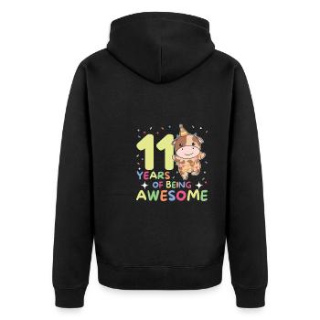 Vache pour 11e anniversaire enfants de onze ans - Veste à capuche bio Premium Unisexe - noir - Dos - Nico (187cm)