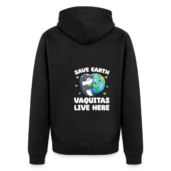 Rettet die Erde Kalifornischer Schweinswale leben - Unisex Premium Bio Zip Hoodie - Schwarz - Hinten - Nico (187cm)