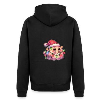 Christmas Hat Christmas Fairy Lights Blob Fish - Unisex Premium Organic Zip Hoodie - black - Back - Nico (187cm)
