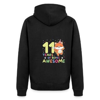 Fuchs zum 11. Geburtstag Kinder elf Jahre alt - Unisex Premium Bio Zip Hoodie - Schwarz - Hinten - Nico (187cm)