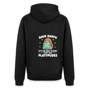 Is the only platypus planet Earth Day - Unisex Premium Organic Zip Hoodie - black - Back - Nico (187cm)