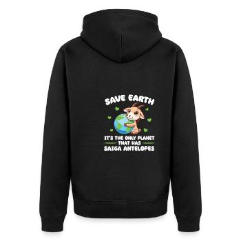 Is the only planet with saiga antelope Earth Day - Unisex Premium Organic Zip Hoodie - black - Back - Nico (187cm)