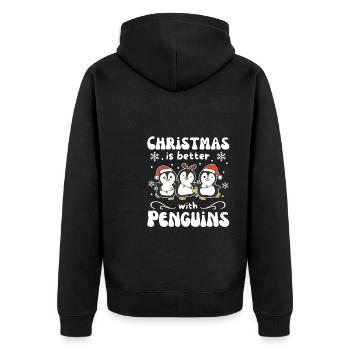 Weihnachten ist besser mit Pinguine - Unisex Premium Bio Zip Hoodie - Schwarz - Hinten - Nico (187cm)