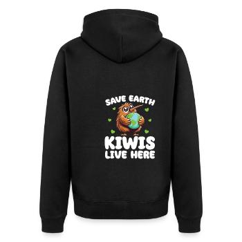Rettet die Erde Kiwis Vögel leben hier Earth Day - Unisex Premium Bio Zip Hoodie - Schwarz - Hinten - Nico (187cm)