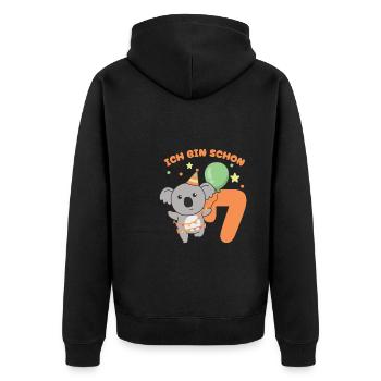 I'm already 7 koala's birthday kids - Unisex Premium Organic Zip Hoodie - black - Back - Nico (187cm)