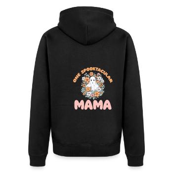 Halloween groovy Mama Geist Hippie Blumen Vintage - Unisex Premium Bio Zip Hoodie - Schwarz - Hinten - Nico (187cm)