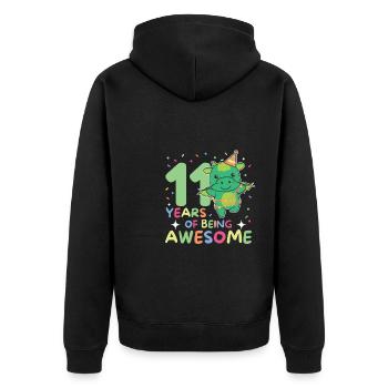 Drache zum 11. Geburtstag Kinder elf Jahre alt - Unisex Premium Bio Zip Hoodie - Schwarz - Hinten - Nico (187cm)