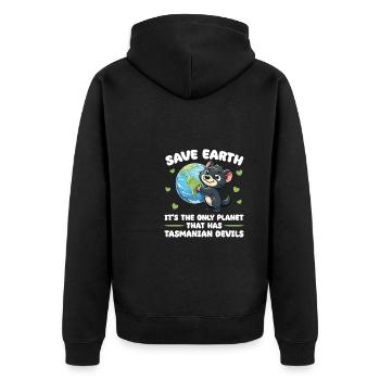 Is the only planet with a marsupial devil Earth Day - Unisex Premium Organic Zip Hoodie - black - Back - Nico (187cm)