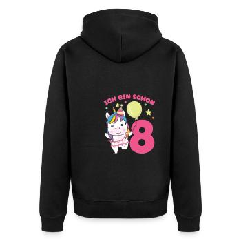 I'm already 8 unicorns birthday kids - Unisex Premium Organic Zip Hoodie - black - Back - Nico (187cm)