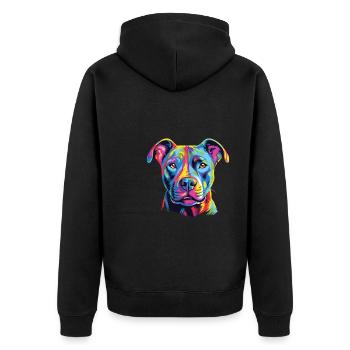 Wasserfarben Farbenfroher American Hairless - Unisex Premium Bio Zip Hoodie - Schwarz - Hinten - Nico (187cm)