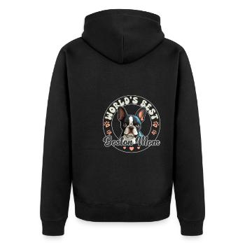 Boston Terrier Groovy Boston Mom - Veste à capuche bio Premium Unisexe - noir - Dos - Nico (187cm)