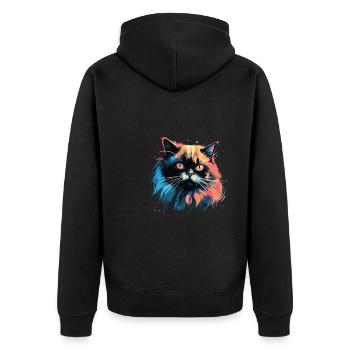 Cat Watercolor Colorful Himalayan Cat - Unisex Premium Organic Zip Hoodie - black - Back - Nico (187cm)