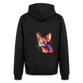Chat Aquarelle Chat Abyssin Coloré - Veste à capuche bio Premium Unisexe - noir - Dos - Nico (187cm)