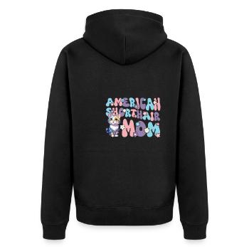 American Shorthair Groovy Shorthair Mom - Unisex Premium Organic Zip Hoodie - black - Back - Nico (187cm)