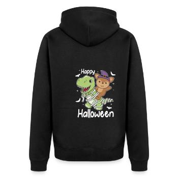 Deer Happy Halloween T-Rex Mummy Costume - Unisex Premium Organic Zip Hoodie - black - Back - Nico (187cm)