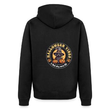 Halloween sorcière chapeau citrouille chien caniche - Veste à capuche bio Premium Unisexe - noir - Dos - Nico (187cm)