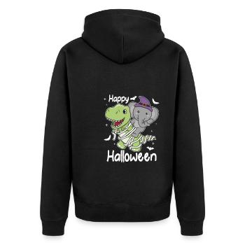 Elephant Happy Halloween T-Rex Mummy Costume - Unisex Premium Organic Zip Hoodie - black - Back - Nico (187cm)
