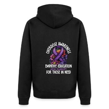 Empathy enducation And Support Overdose Awareness - Unisex Premium Organic Zip Hoodie - black - Back - Nico (187cm)