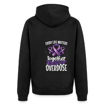 Together we Can prevent Overdose Awareness Support - Unisex Premium Organic Zip Hoodie - black - Back - Nico (187cm)